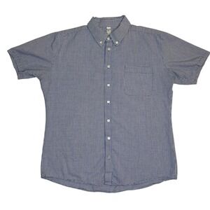 American Apparel Mens Gingham Button Down Shirt Short Sleeve Blue White Size S